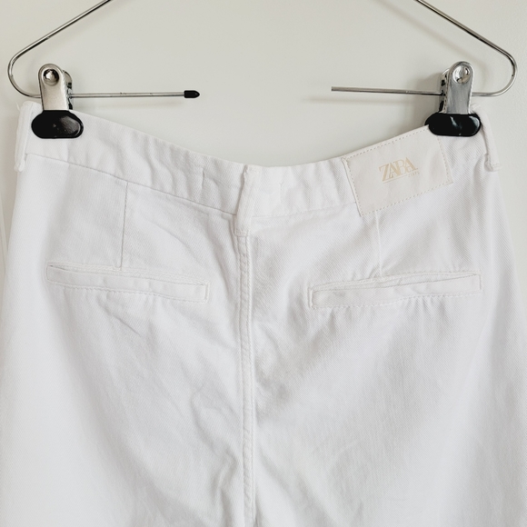 Zara 1975 Crisp White Cropped Ankle-length Denim Jeans Sz US 6 / EU 38 - Picture 7 of 11
